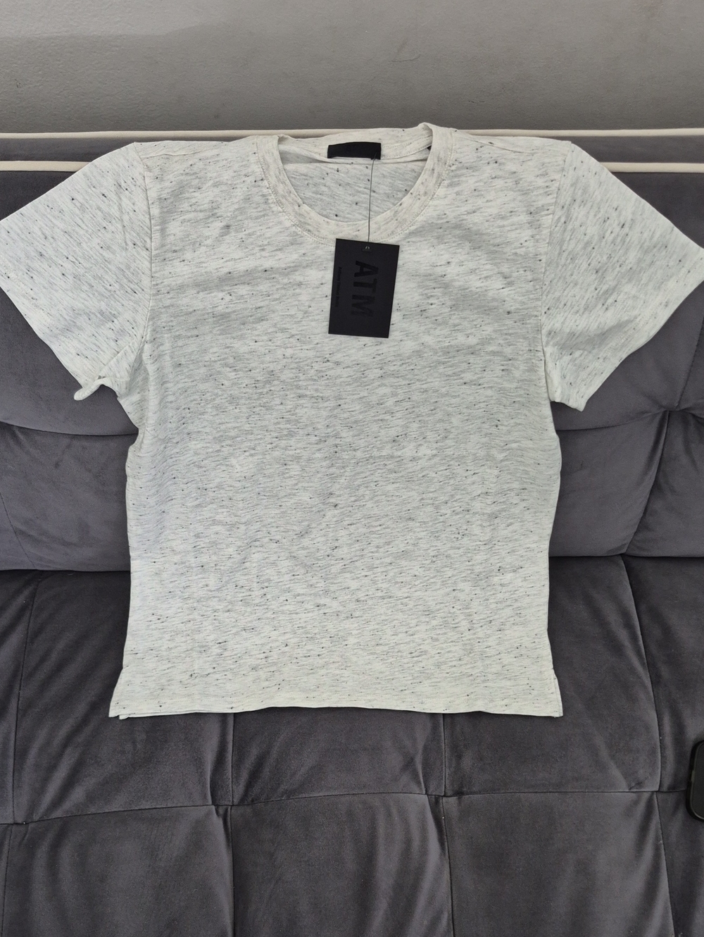 ATM Anthony Thomas Melillo Speckled Heather Crewneck Tee in White